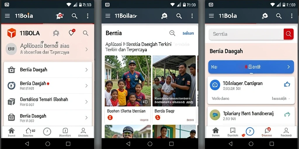 Screenshot menunjukkan tampilan antarmuka aplikasi Berita Daerah 11BOLA.