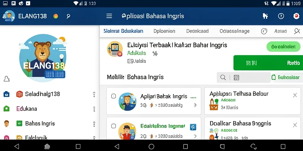 Antarmuka ELANG138 dengan berbagai fungsi untuk Belajar Bahasa Inggris.