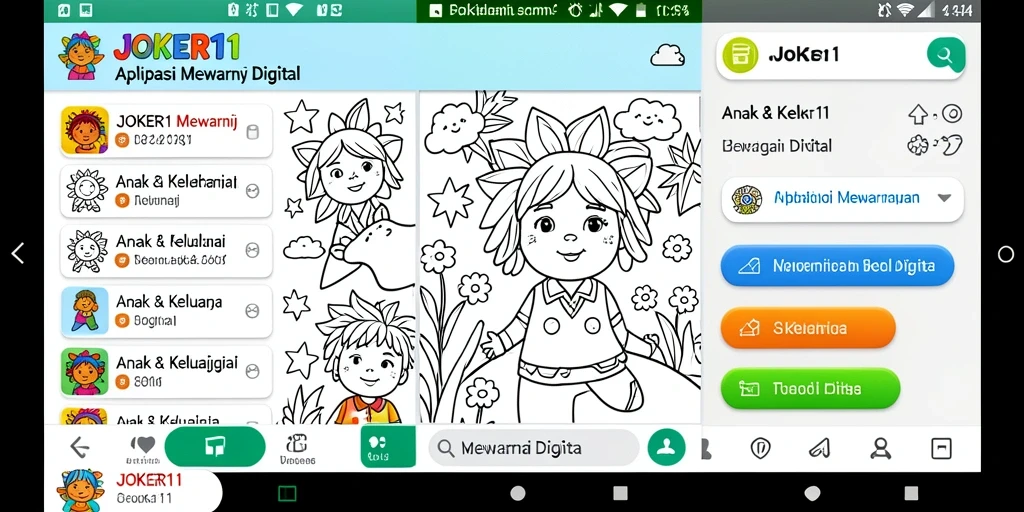Tampilan antarmuka JOKER11 saat mewarnai gambar digital.