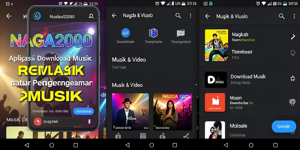 Tampilan antarmuka NAGA2000 yang ramah pengguna untuk Download Musik.