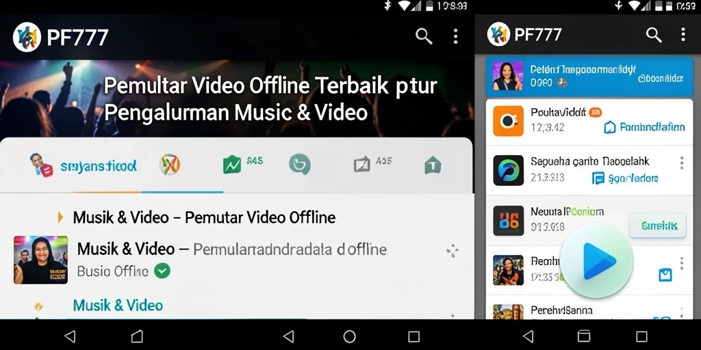 Antarmuka PF777 yang intuitif untuk Pemutar Video Offline.